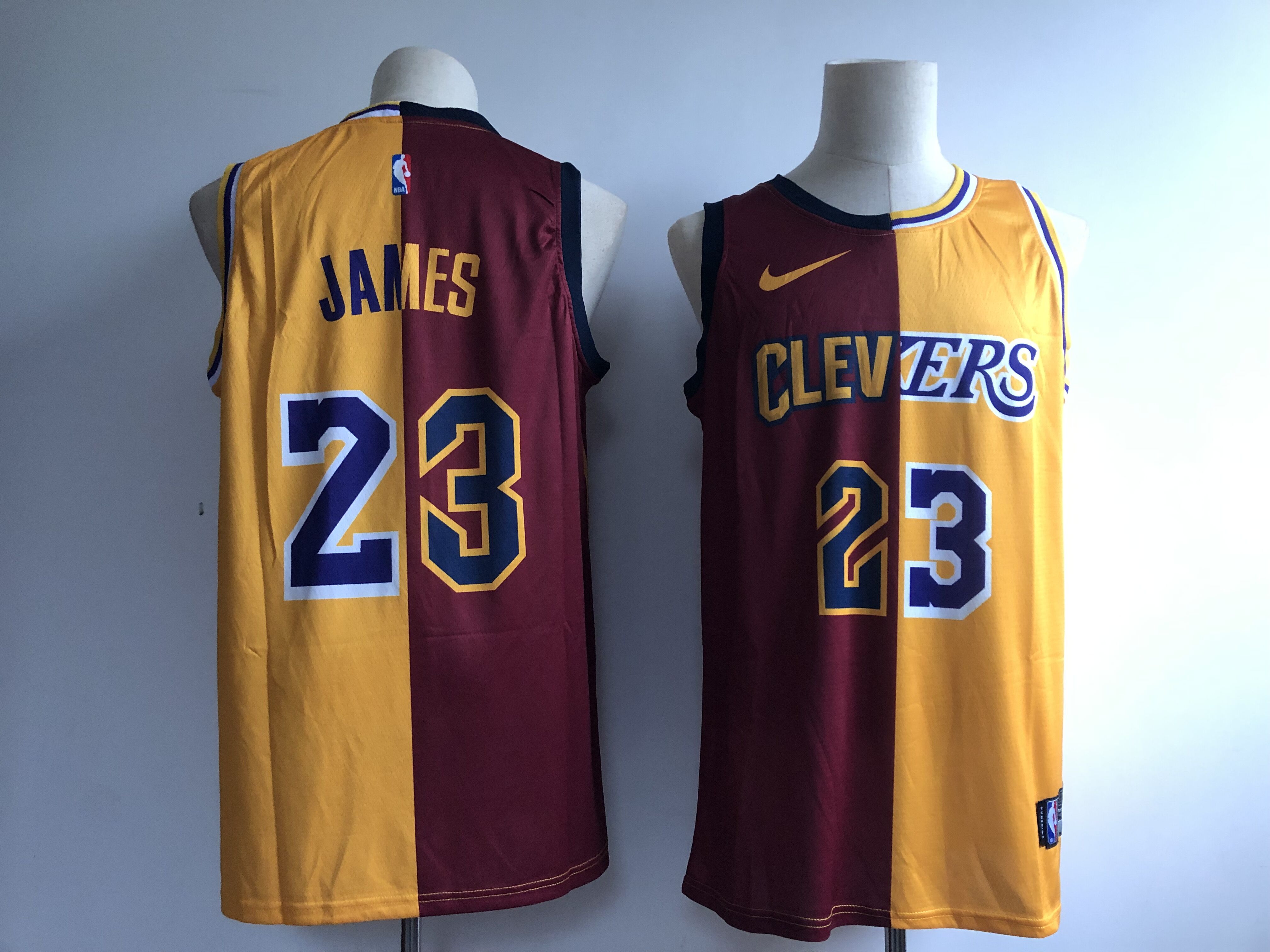 Men Cleveland Cavaliers #23 Lebron James yellow Split Nike NBA Jerseys